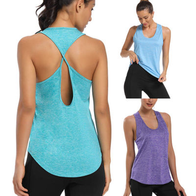 SGS Breathable Loose Fitting Yoga Tops Plus Size Open Back Workout Tops Moisture Wicking
