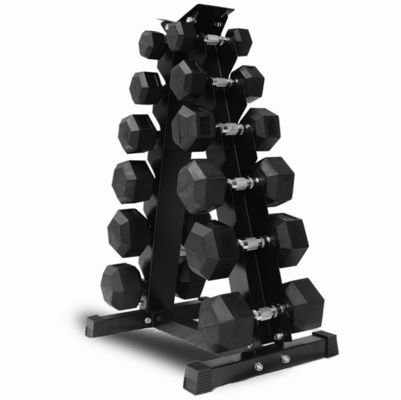20lbs Black Rubber Hex Dumbbell Sets 30mm Dia