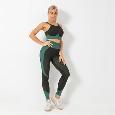 Dark Green Sexy Buttocks Anti Cellulite Leggings And Bra Set ZH Gym Wear Sets Women