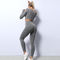 Seamless OEM High Waisted Leggings With Crop Top Spandex Nylon Long Sleeve Yoga Set